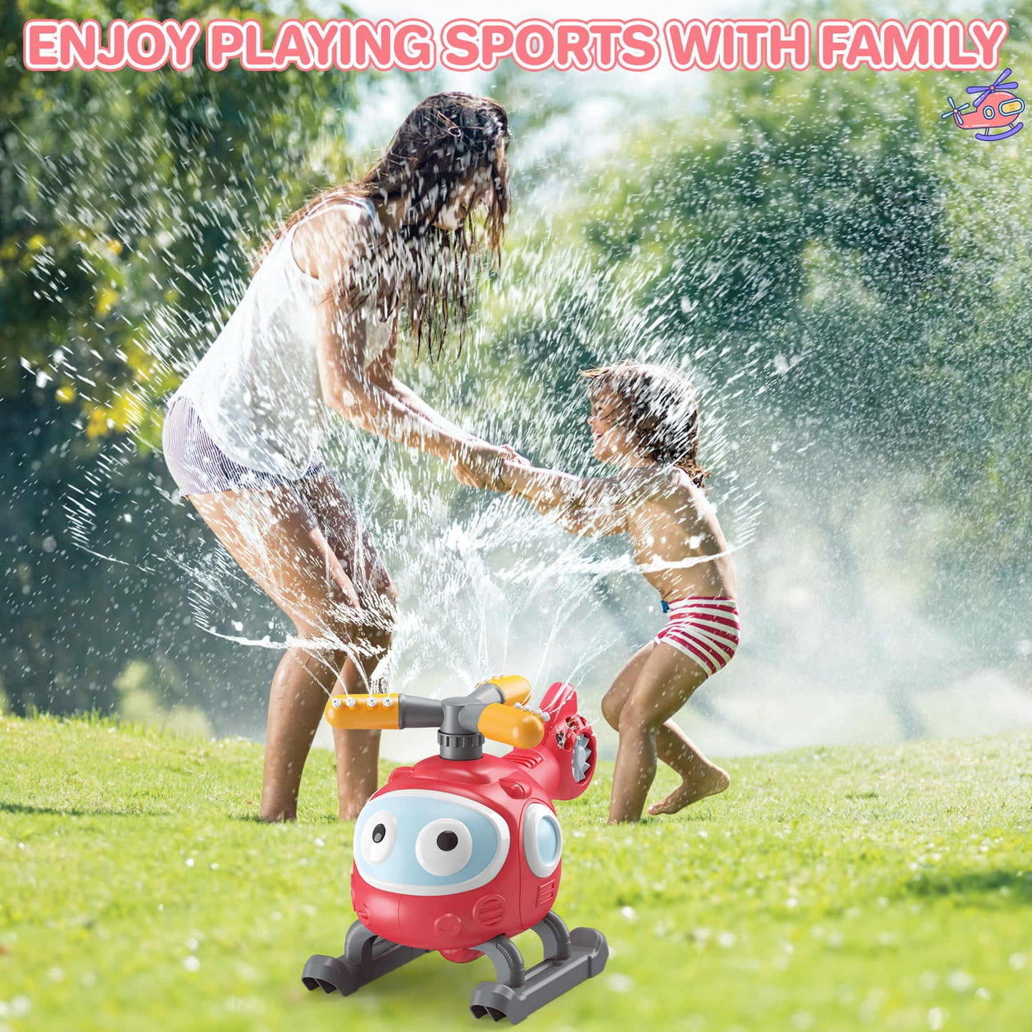 4 In 1 Water Sprinklers T Ball Set For Kids And Toddlers, Baseball Sprinkler For Backyard Helicopter Toy Outdoor Game, Attaches To Garden Hose Summer Yard Pool Water Toy
