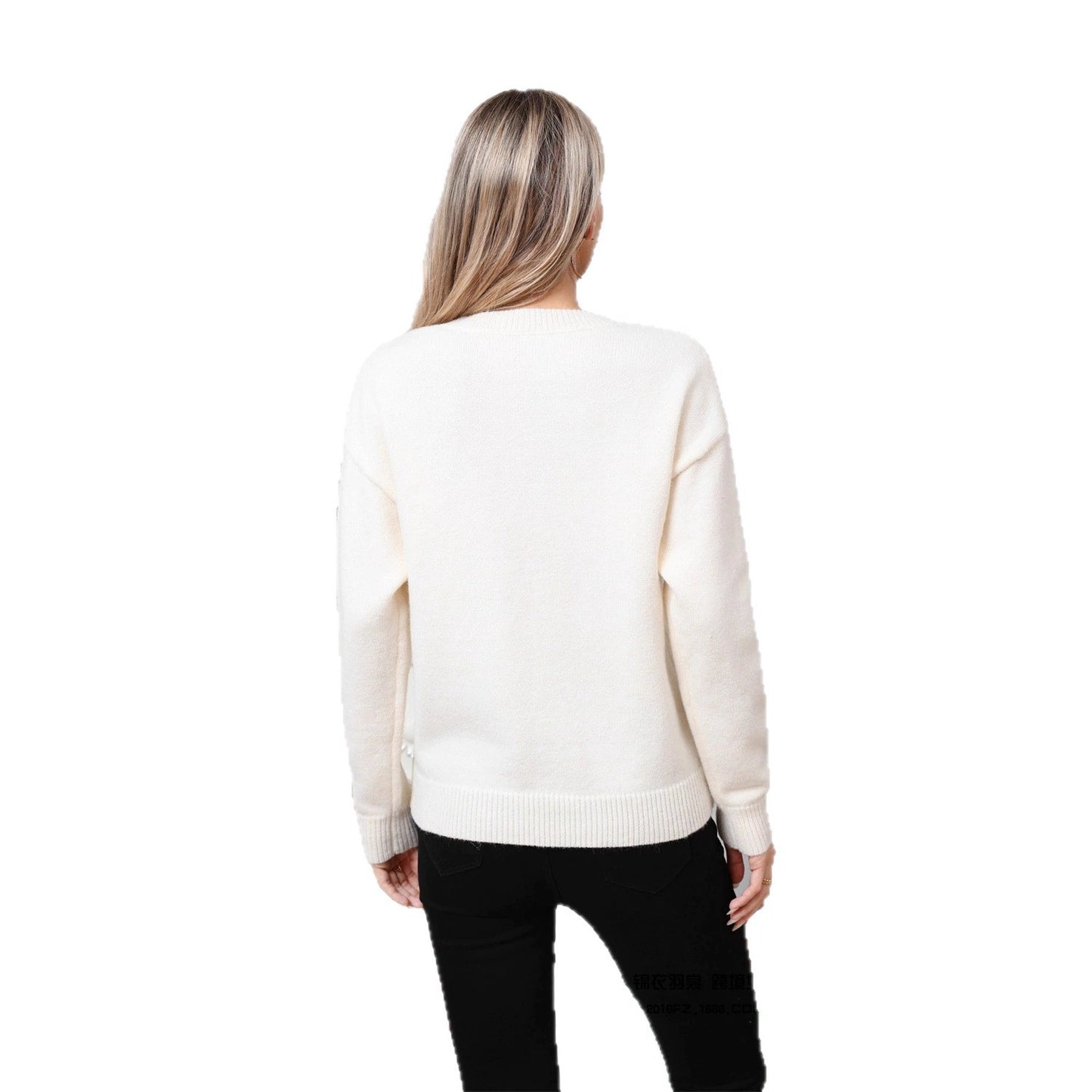 Casual Jacquard Christmas New Year Plus Size Women's Top