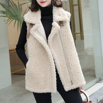 Lamb Wool Women's Korean-style Loose Student Thickened Fur Plush Vest