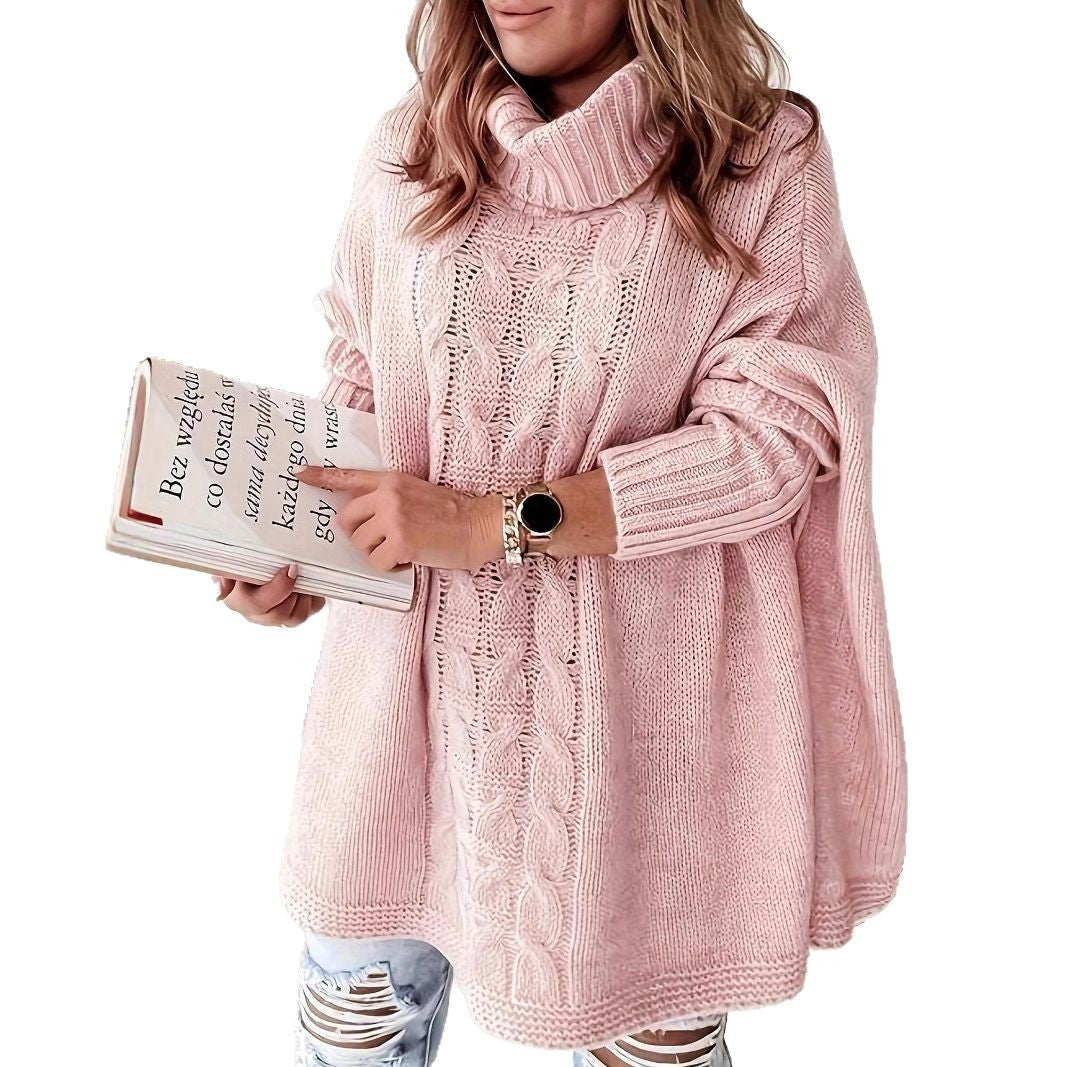 Lapel Batwing Sleeve Loose Casual Plus Size Women's Knitting Sweater