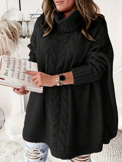 Lapel Batwing Sleeve Loose Casual Plus Size Women's Knitting Sweater