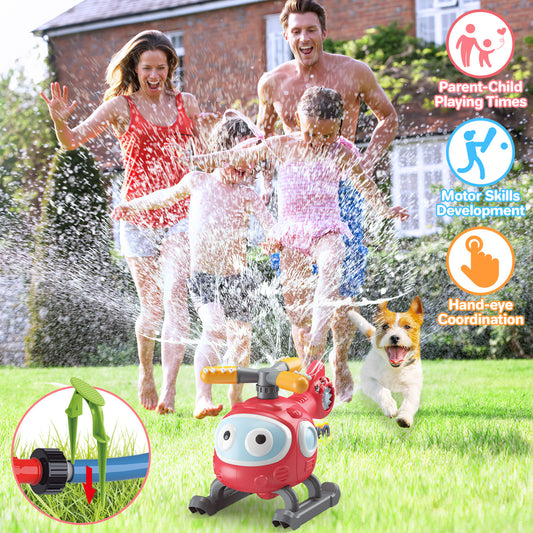 4 In 1 Water Sprinklers T Ball Set For Kids And Toddlers, Baseball Sprinkler For Backyard Helicopter Toy Outdoor Game, Attaches To Garden Hose Summer Yard Pool Water Toy