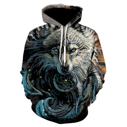 Fashion Wolf Head Pullover Hooded Sweater