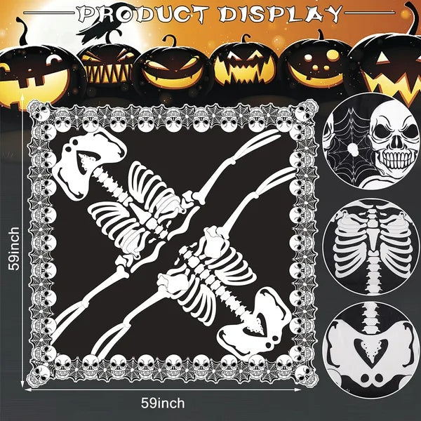 Halloween Skeleton Poncho Skull Bones Lace Skeleton Cape Shawl Halloween Costume Day Of The Dead Poncho For Halloween Horror Theme Trick Or Treat Birthday Party