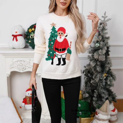Casual Jacquard Christmas New Year Plus Size Women's Top