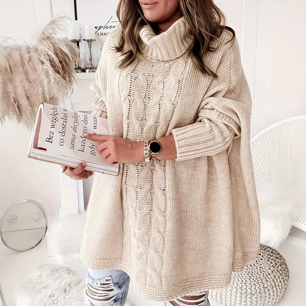 Lapel Batwing Sleeve Loose Casual Plus Size Women's Knitting Sweater
