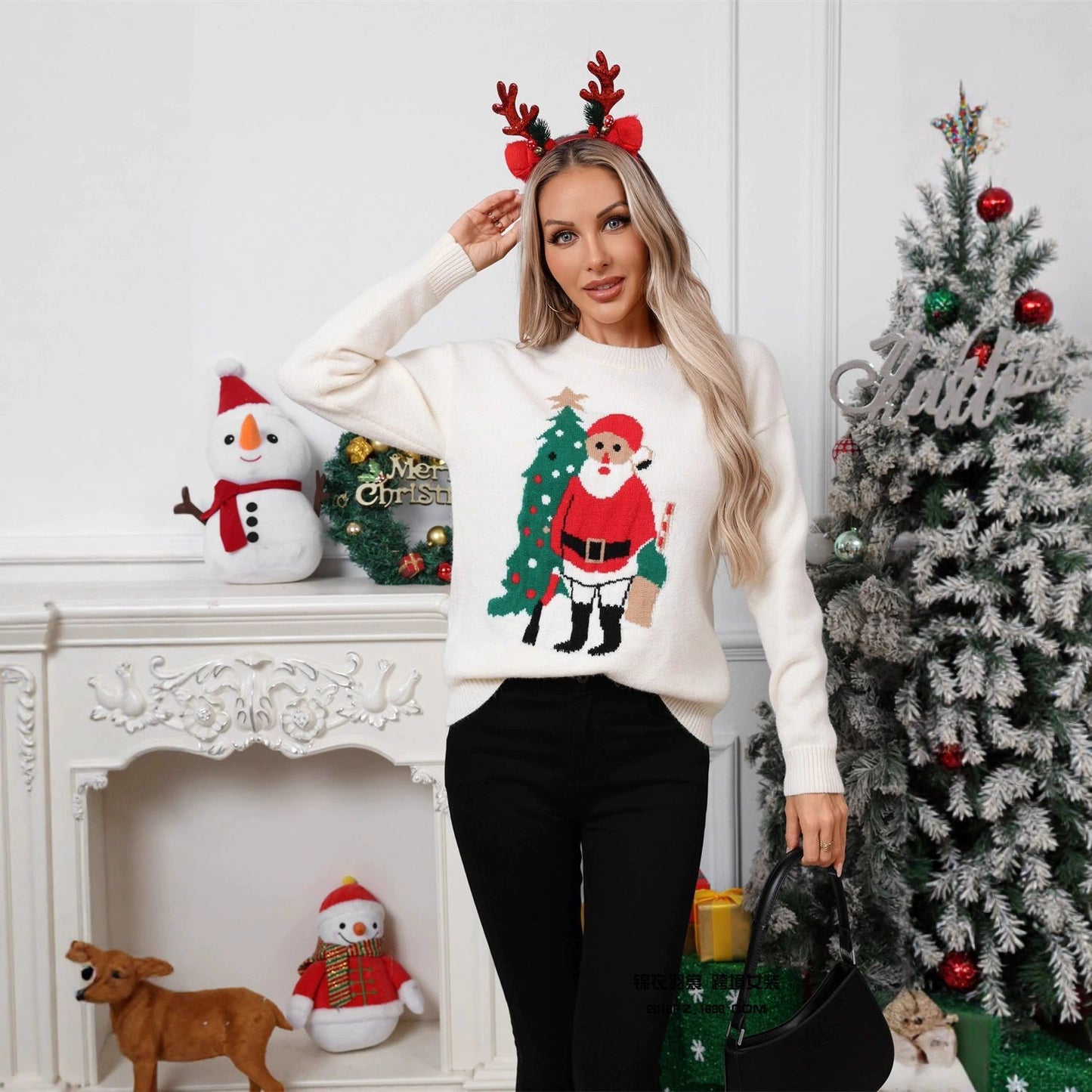 Casual Jacquard Christmas New Year Plus Size Women's Top